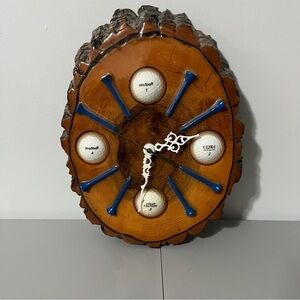3/25$(Mix)Wooden Golf-Themed Wall Clock with Blue Accents